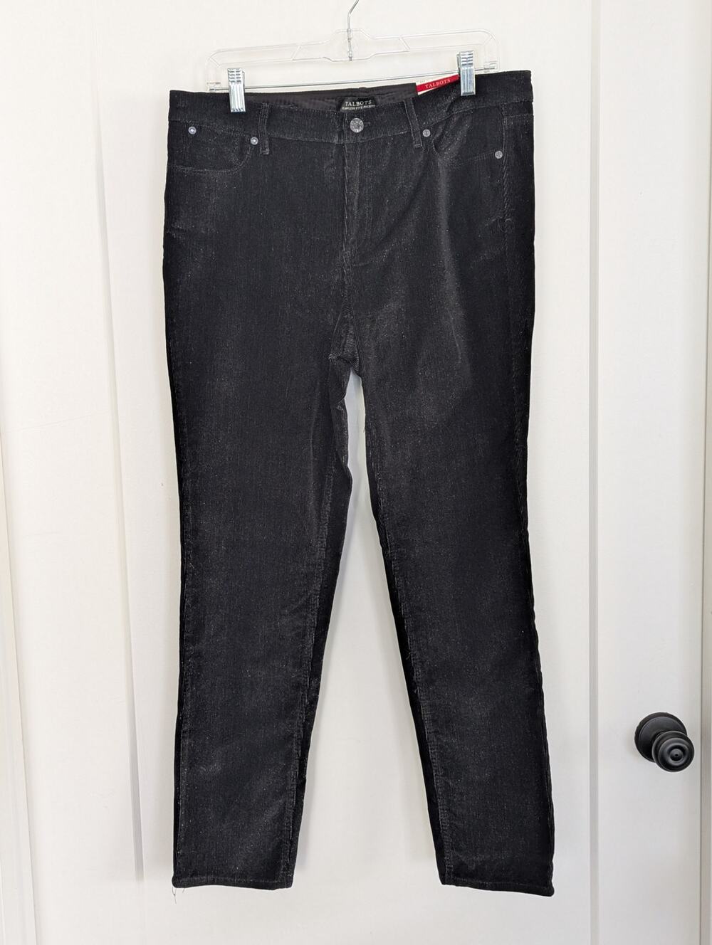NWT Talbots Flawless Five Pocket Slim Ankle Pants Sz 10 Black Metallic Corduroy